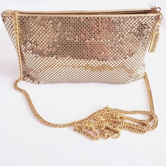 Whiting & Davis Handbags - Whiting & Davis Gold Mesh Crossbody Purse VINTAGE!